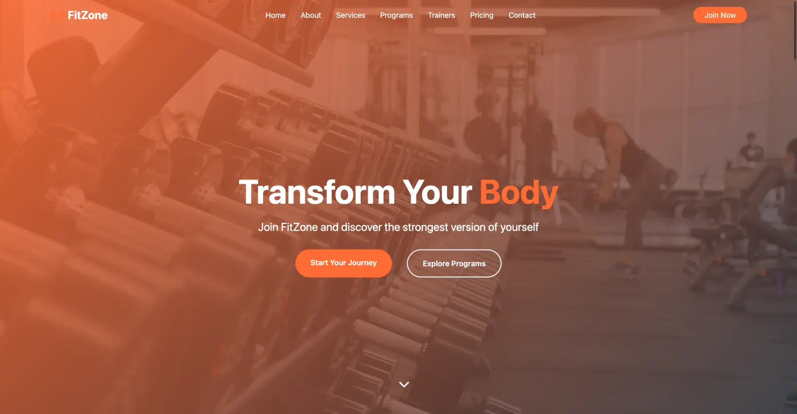 FitZone — fitness website project by ByteLeaps